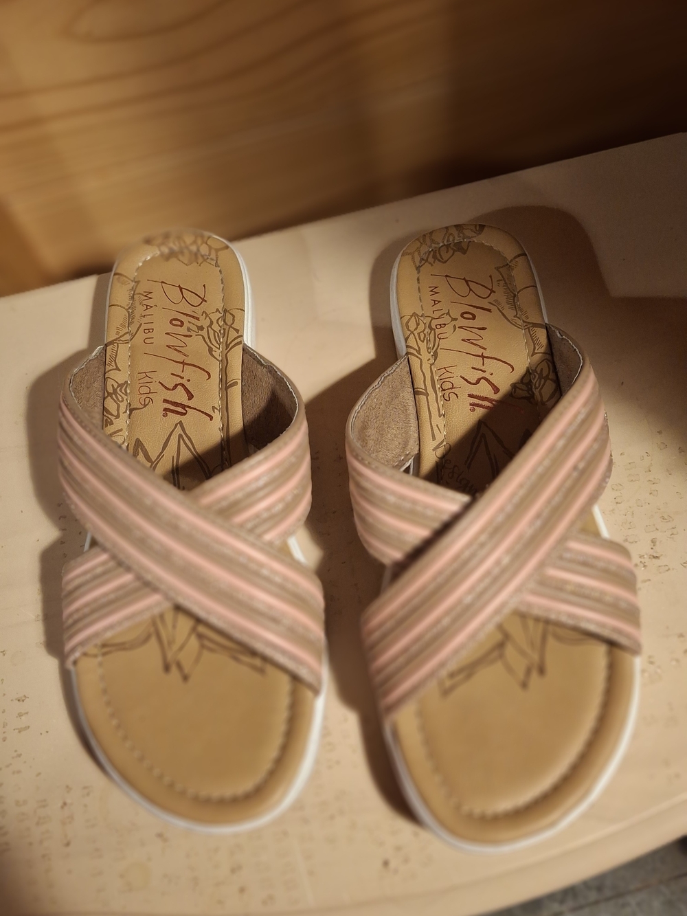 Blowfish Malibu Pink Striped Crossband Sandals